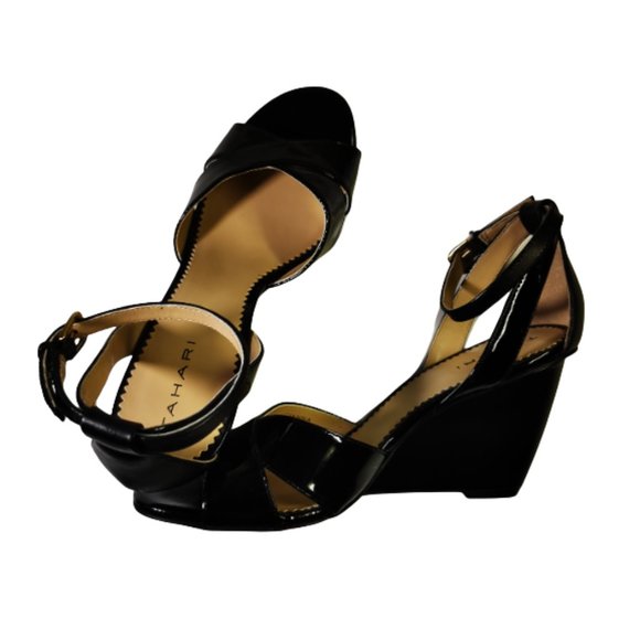 Tahari womens wedge sandals, black, straps size 8 - Picture 1 of 8